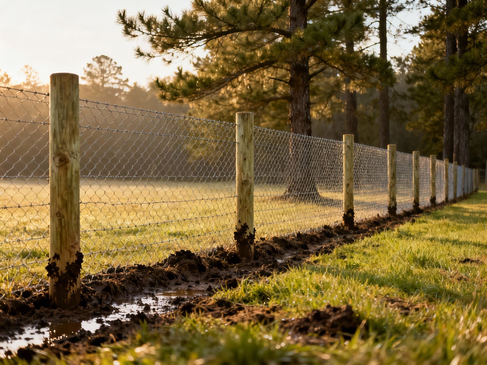 6-foot no-climb sheep wire fence containing goats on a South Georgia farm